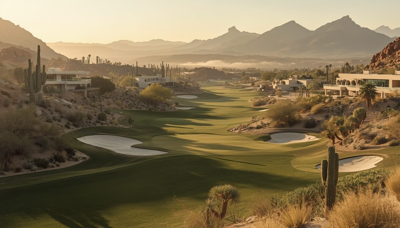 Hole 2 at Canyon House — The Wide Ask, par 5. Demonstration image of a fictional course.