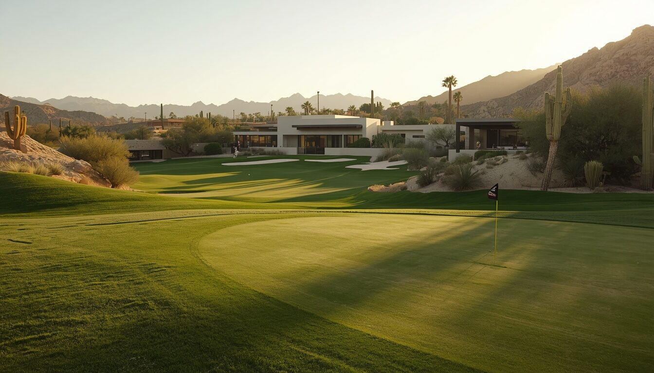 Hole 6 at Canyon House — The Shelf, par 3. Demonstration image of a fictional course.