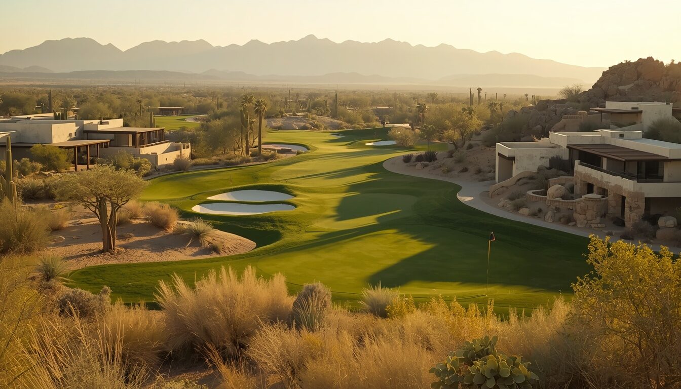Hole 12 at Canyon House — The Reach, par 5. Demonstration image of a fictional course.