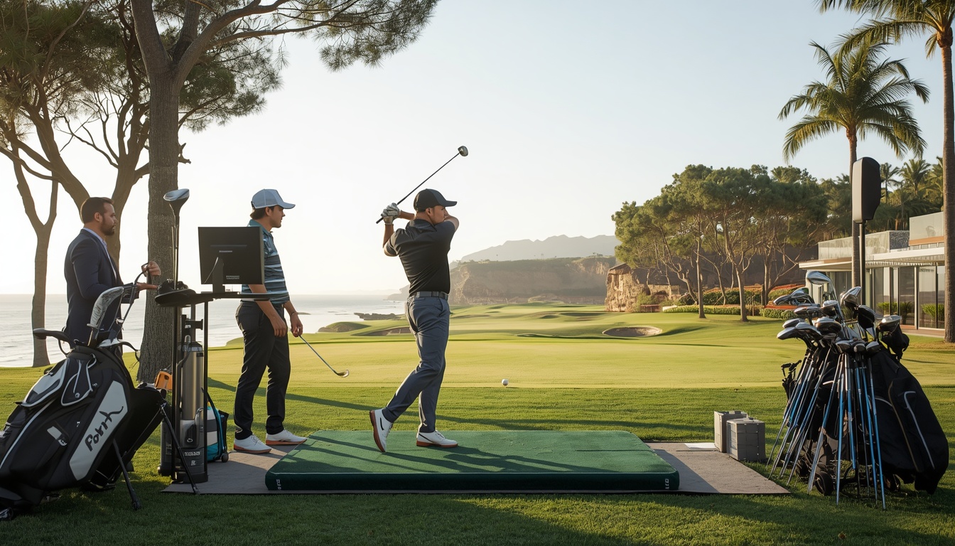 A professional outdoor club-fitting session at Alderwick. Demonstration image of a fictional course.